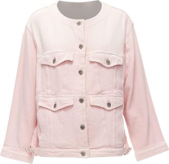 Chanel cotton pockets cc buttons collarless oversized jacket