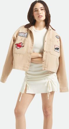 Brixton Utopia Patchwork Overshirt in Washed Timeless Taupe at Nordstrom, Size X-Small