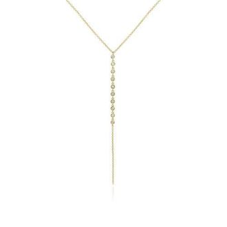 The Lovery Lariat Bezel CZ Necklace in Gold at Nordstrom, Size 17
