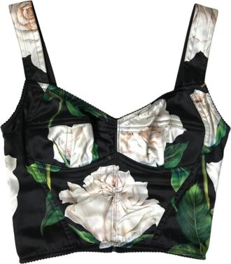 Dolce & Gabbana Bloemenprint Bustier Top - Dames - Tops zonder mouwen - Veelkleurig - S - Nylon - Tops