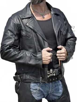 Milwaukee Leather Thick Leather Motorcycle Jacket Brando Biker In Black