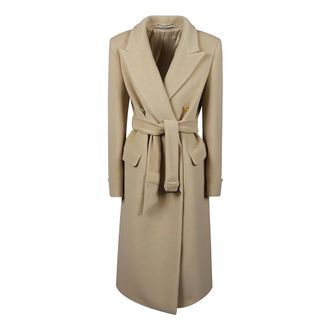Tagliatore Belted Coats, female, Beige, Size: 2XS Classic Wool Overcoat