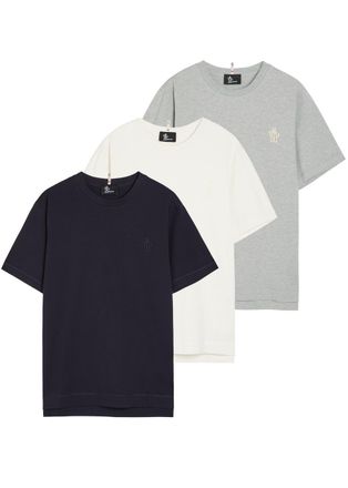 Moncler Logo-appliqu&eacute;d Cotton T-shirt - set of Three - Light Grey - XL