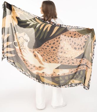 Zwillingsherz Schal ZWILLINGSHERZ Leopard, Damen, schwarz, Web, Obermaterial: 100% Polyester, Modet&uuml;cher Schal, transparent, Leomuster