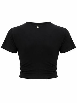 Paco Rabanne Cropped Cotton T-Shirt - Black