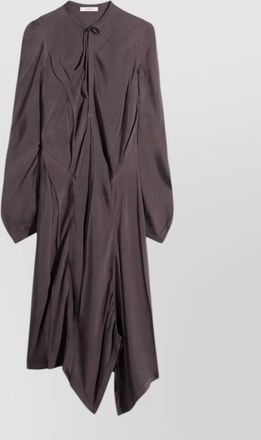 Christophe Lemaire midi dress asymmetric hem buttoned long sleeves
