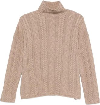 Max Mara Genova Pullover - Dames - Coltruien - Beige - M - Wol - Truien & Vesten