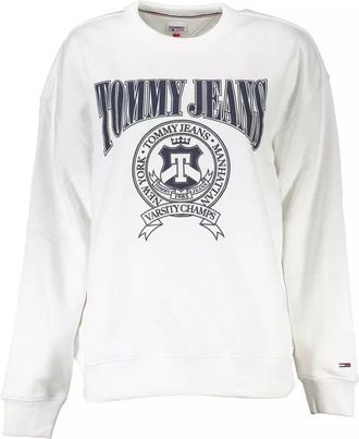 Tommy Hilfiger Womens Crew Neck Sweatshirt Varsity Style - White Cotton - Size X-Large