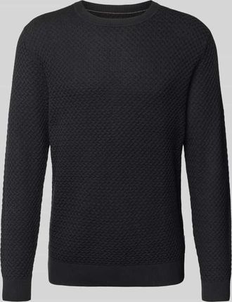 Jack & Jones Strickpullover mit Strukturmuster Modell BARKLEY in Black, Größe XXL
