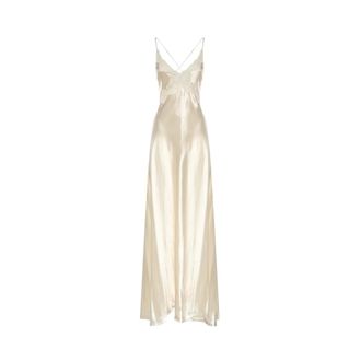 Alberta Ferretti Alberta Ferretti, Maxi Dresses, female, Beige, Size: M Abito Shiny Satin