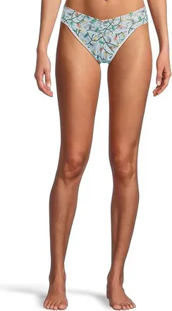 Hanky Panky Signature Lace Printed Original Rise Thong Womens Underwear Decked Out, Cotton/Nylon/Spandex
