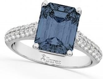 Allurez Emerald-Cut Gray Spinel & Diamond Ring 14k White Gold (5.54ct)