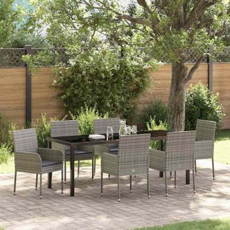 vidaXL Conjunto De Comedor De Jard&iacute;n 7 Pcs Gris Rat&aacute;n Sint&eacute;tico Vidaxl