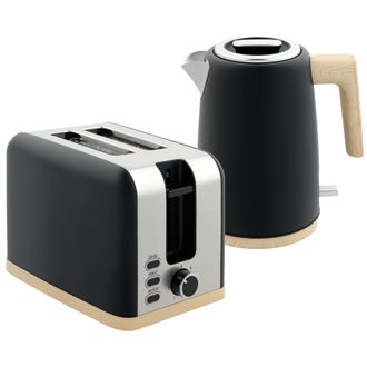 HOMCOM 1.7L Electric Fast Boil Kettle And 2 Slice Toaster Set - Black | TJ Hughes
