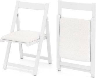 Costway Foldable Dining Chair Set of 2 Accent Armless Kitchen Chair-White
