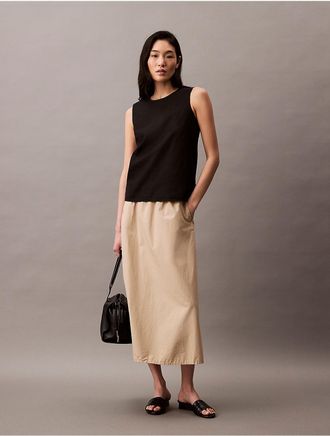 Calvin Klein Womens Linen Cotton Tank Top - Black - XS