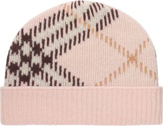 Burberry Pink Check Beanie Cap