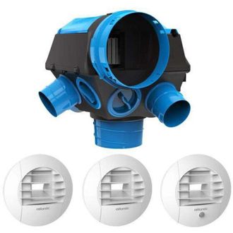 Atlantic Kit VMC Hygrocosy BC 2 - Sensibile allumidit&agrave; a flusso singolo 6 bagni + 3 unit&agrave; di estrazione a camino - 231m&sup3;/h - ATLANTIC - 412320