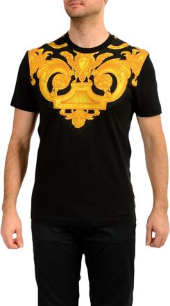 Versace Medusa Print Cotton Tee In Black/gold
