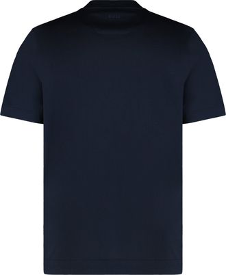 HUGO BOSS Mens Crew Neck T-Shirt With Wing Details Blue Cotton T-Shirts And Polos