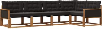 vidaXL Conjunto De Sof&aacute;s De Exterior 5 Uds. Natural Y Negro Vidaxl