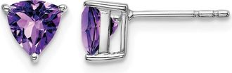Diamond2Deal 14k White Gold Trillion Amethyst Earrings