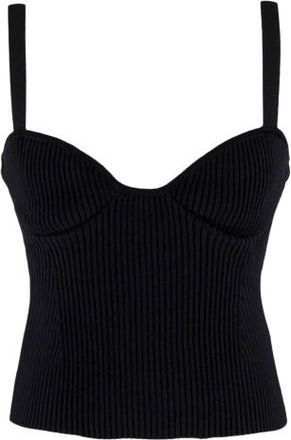Magda Butrym Black Knitted Bustier Top Size S