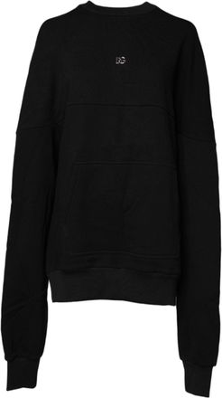 Dolce & Gabbana Womens Black Cotton Crew Neck Sweatshirt Sweater Clothing