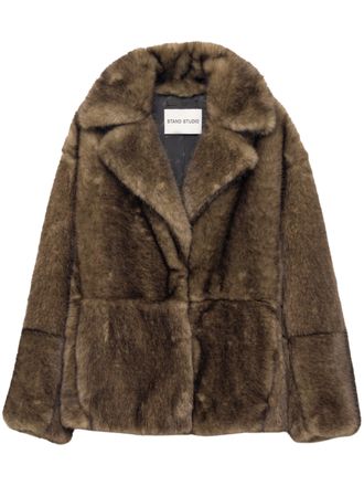 Stand Studio Mid-Length Faux Fur Silena Jacket with Wide Lapel