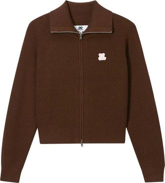 Chocoolate Cardigan a coste con zip - Marrone