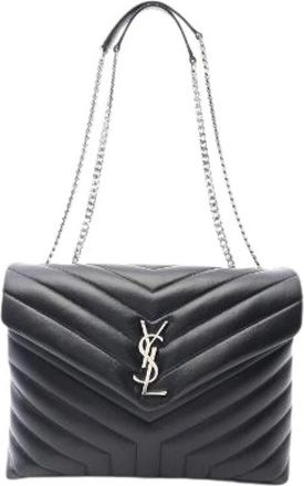 Saint Laurent Pre-owned Loulou Leren Tote Bag - Dames - Vintage Schoudertas - Zwart - ONE Size - Leer - Vintage