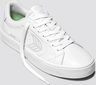 Cariuma Womens Cariuma Salvas Sneakers White Leather Lace Up Lifestyle Shoes ZAP2226