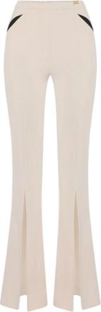 Elisabetta Franchi Lichtgewicht Cr&ecirc;pe Broek - Dames - Wijde Broeken - Beige - XS - Broeken