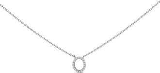 House of Brilliance 10K White Gold Diamond Accent A-Z Block Initial Pendant Necklace in White Gold | O at Nordstrom