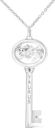 House of Brilliance 925 Sterling Silver Diamond Accent Zodiac Key 18 Pendant Necklace in Taurus at Nordstrom