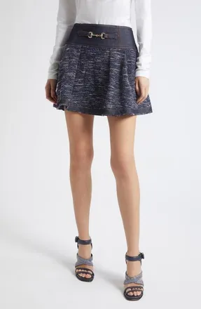 Ramy Brook Diana Tweed A-Line Miniskirt in Navy Tweed at Nordstrom, Size 10