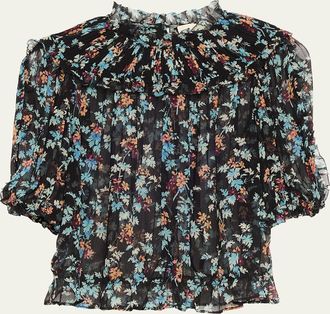 Ulla Johnson Solene Puff-Sleeve Silk Chiffon Blouse