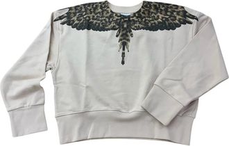 Marcelo Burlon Felpa Wings Animalier - Dames - Sweatshirts - Beige - L - Katoen - Hoodies & sweatvesten