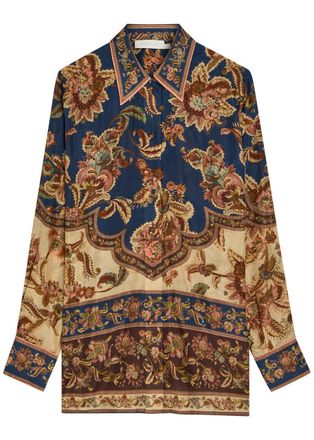 Zimmermann Aster Printed Silk Shirt - Navy - 4 (UK 16 / XL)