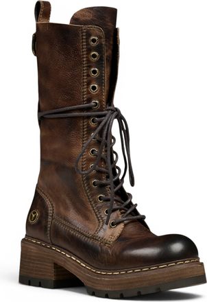 Windsor Smith Womens Brown Leather Lace-up Long Combat Boots - Roam