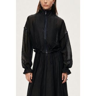 Nocturne Sheer Zip Front Jacket in Black at Nordstrom, Size Large/x-Large