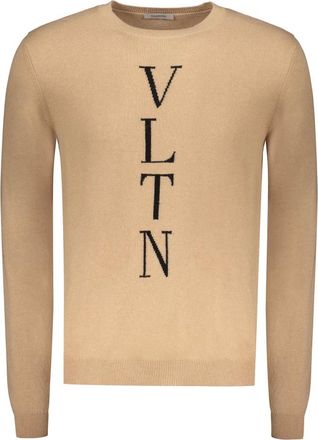 Valentino Garavani Round-neck Knitwear, male, Beige, Size: 2XL Long Sleeve Crew-Neck Sweater