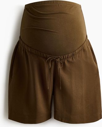 H&M MAMA Shorts aus Leinenmix - Dunkles Khakigr&uuml;n