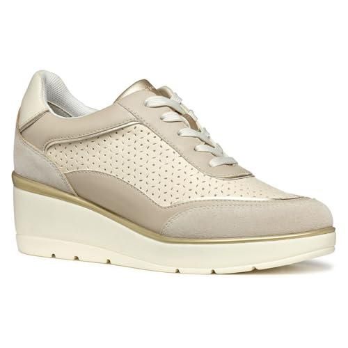 Baskets Geox Ilde Pour Fille - Design Hybride Respirant, Semelle Compensée 6 Cm - Mélange Cuir Métallisé Et Velours, Style Sportif Chic