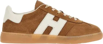 Hogan Brown Cool Laced Side-Logo Leather Sneakers