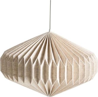 Beliani Pendant Hanging Lamp Beige Fabric Shade Modern Design Living Room Light VISMAN