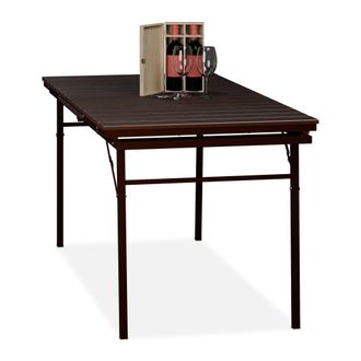 Relaxdays Relaxdays Mesa De Jard&iacute;n Plegable, Tablero Extensible, 8 Personas, Pl&aacute;stico Y Acero, Largo: 166-215cm, Exterior, Marr&oacute;n