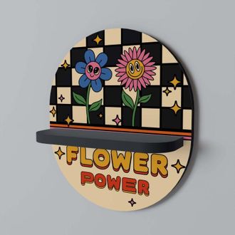 OEM Estante Ovalado Flower Power Negro