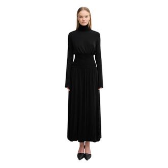 Sportmax Kleedjes, Dames, Zwart, S, Polyester, Cine Maxi Jurk