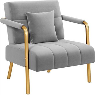 Yaheetech Yaheetech - Sof&aacute; Sill&oacute;n Tapizado Con Reposabrazos Y Patas De Metal, Moderno Sof&aacute; Individual Con 1 Cojines Lumbares Para Sal&oacute;n, Oficina En Casa, Color 